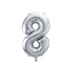 Palloncino in foil argento, numero 8 – 86 cm