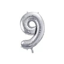 Folienballon silber, Zahl 9 – 86 cm
