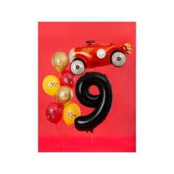 Folienballon schwarz, Zahl 9 – 86 cm