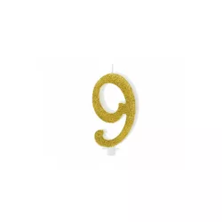 Bougie chiffre 9 dorée