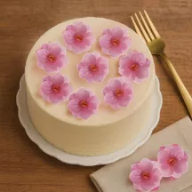 Flowers made from edible paper, pink