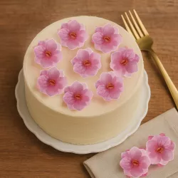 Fleurs en papier comestible, rose