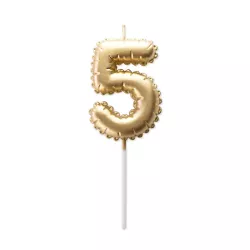 Golden balloon candle number 5