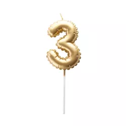 Silberne Ballonkerzen - Zahl: 3