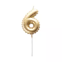 Goldene Ballonkerze Zahl 6