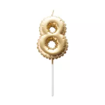 Golden balloon candle number 8