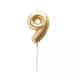 Golden balloon candle number 9