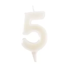 Bougie blanche fluorescente Chiffre 5