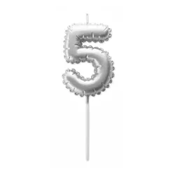 Silver balloon candles - Number: 5