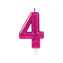 Rosa Kerze - Zahl: 4