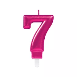 Rosa Kerze - Zahl: 7