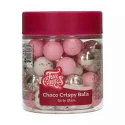 130gr Boules choco crispy rose, argenté, blanc