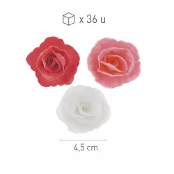 36 rose di carta commestibile - rosse, rosa e bianche