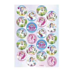 Unicorn motifs made from edible paper