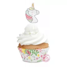 Unicorn cupcake cases with toppers, 24 pieces