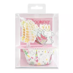 Unicorn cupcake cases with toppers, 24 pieces