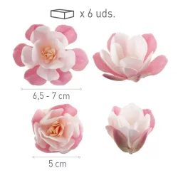 Magnolias en papier comestible, rose