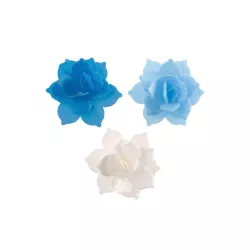 Piccole ninfee in carta commestibile, blu e bianche