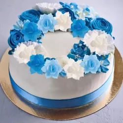 Piccole ninfee in carta commestibile, blu e bianche