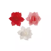 Kleine Seerosen aus Esspapier, rot, rosa und weiss