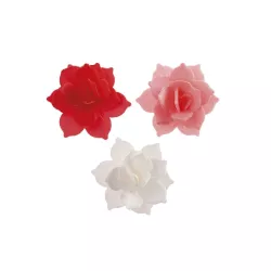 Small water lilies made from edible paper, red, pink and white