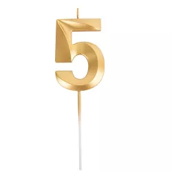 Grande bougie dorée - Chiffre: 5