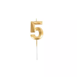 Grande bougie dorée - Chiffre: 5
