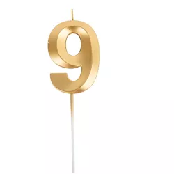 Grande bougie dorée - Chiffre: 9