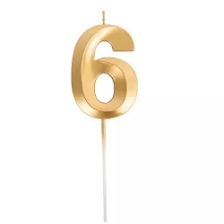 Grande bougie dorée - Chiffre: 6
