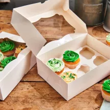 3 weisse Cupcake Schachteln für 6 Muffins