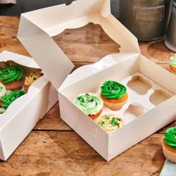 3 weisse Cupcake Schachteln für 6 Muffins