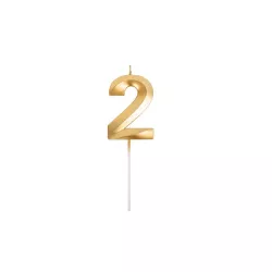 Grande bougie dorée - Chiffre: 2