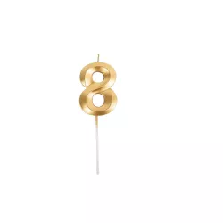 Grande bougie dorée - Chiffre: 8
