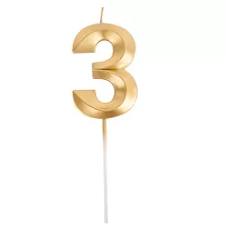 Grande bougie dorée - Chiffre: 3