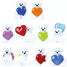 Statuette King in porcellana orso con cuore, set di 10 pezzi