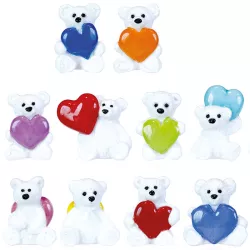 Statuette King in porcellana orso con cuore, set di 10 pezzi
