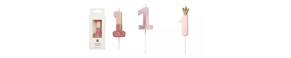 Pink & rose gold number candles