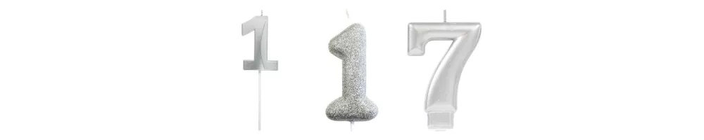 Bougies chiffres argentées