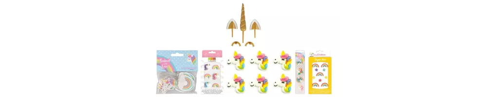 Cake topper unicorno e arcobaleno