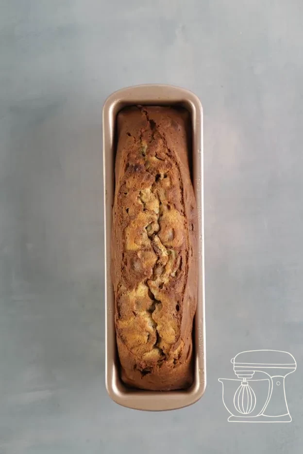 Marble cake baking in the oven and risen