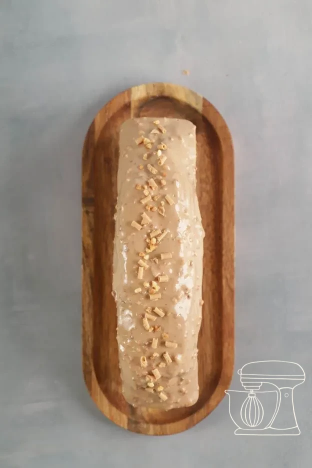 Chocolate shavings with caramel flavour being sprinkled on