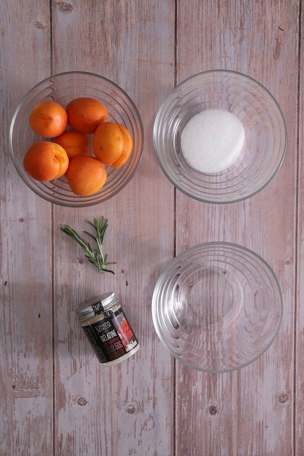 Apricot-rosemary entremet ingredients