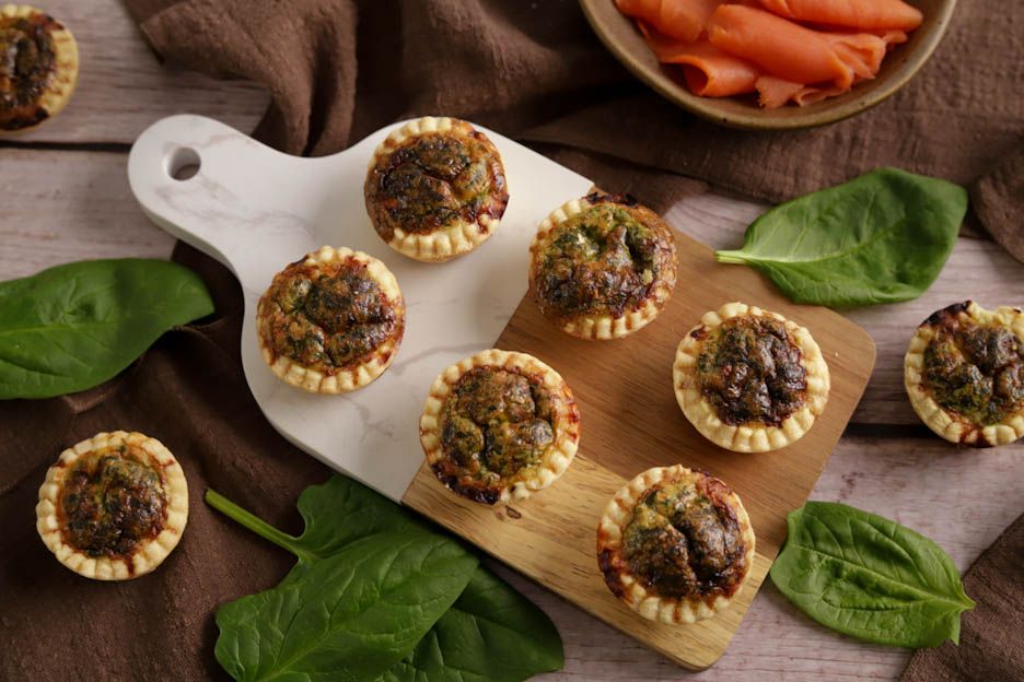 mini salmon spinach quiches