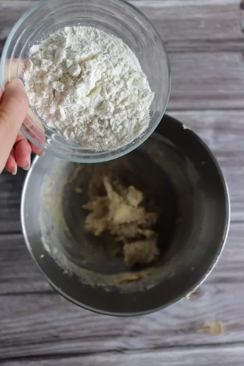 Dough is briefly mixed with the K-beater