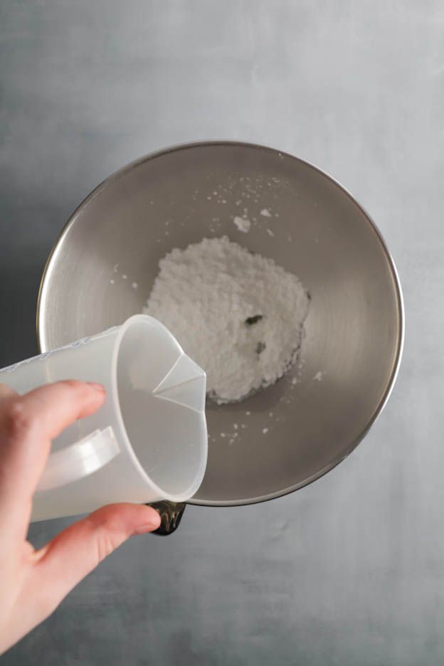 Powder and water before stirring