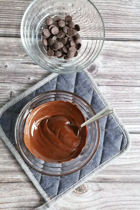 Unmelted chocolate is added