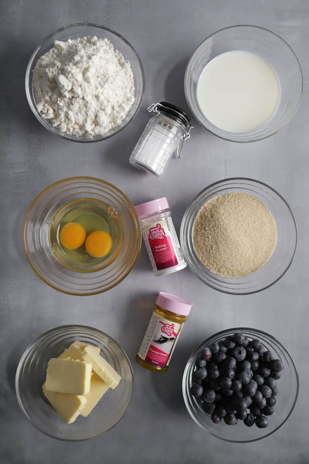 ingredienti muffins ai mirtilli