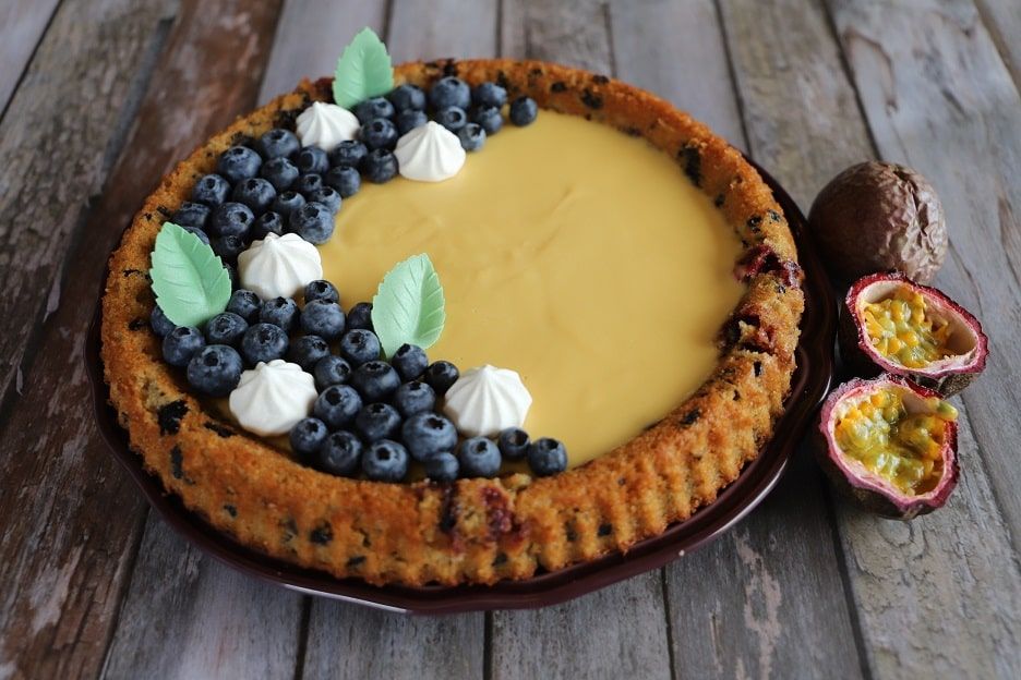 Crostata mirtilli e passion fruit