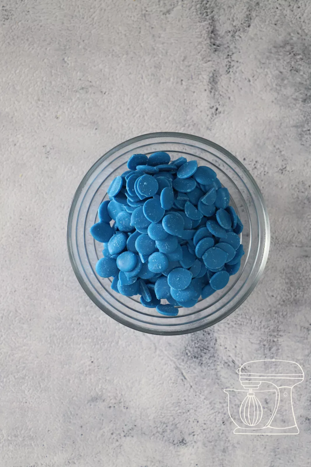 Blaue Deco Melts in der Schüssel