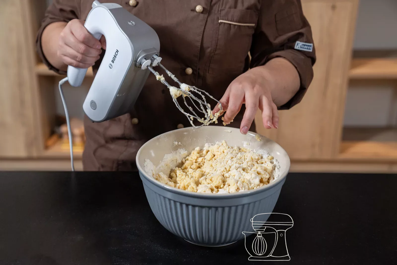 Briefly mix in the flour
